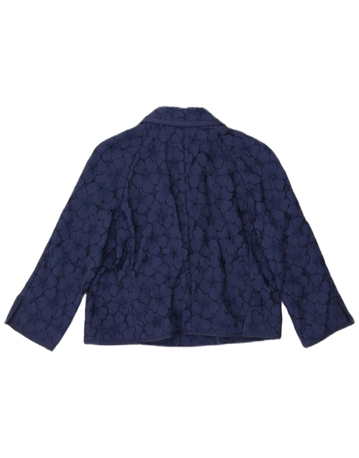 LUISA SPAGNOLI Dame Crop 3/4-ærmet blazerjakke IT 44 Medium Navyblå