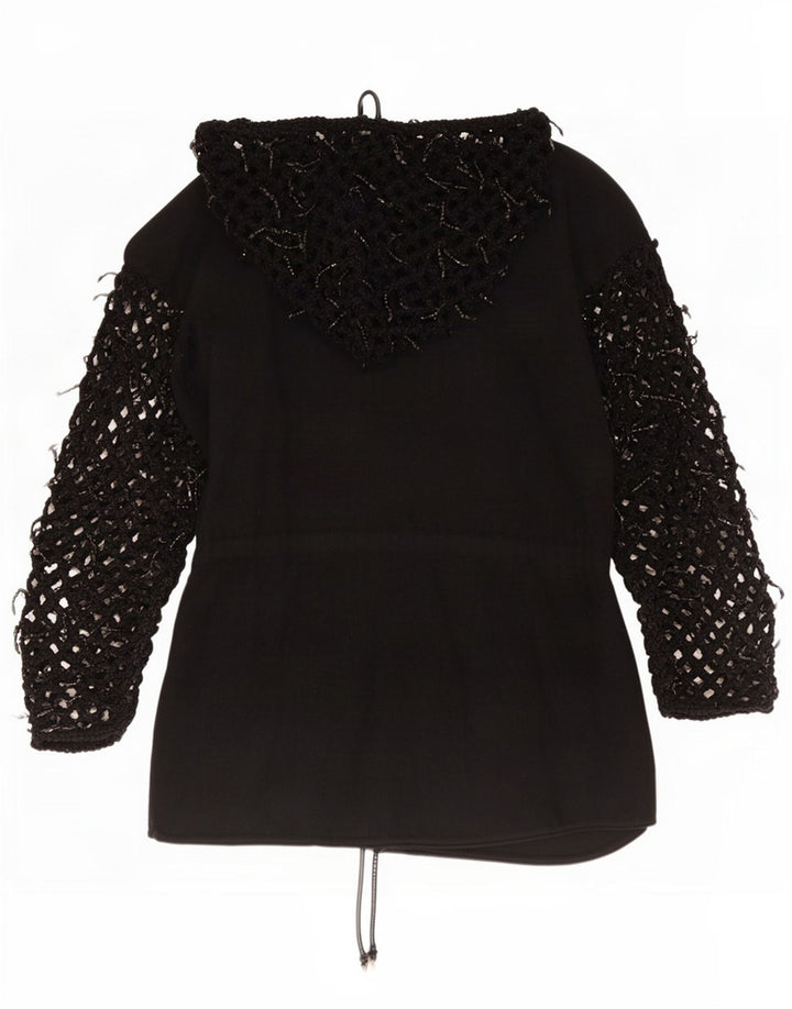 Di Bari Dame Oversized Longline Hætte Cardigan Top EU 40 Medium Sort