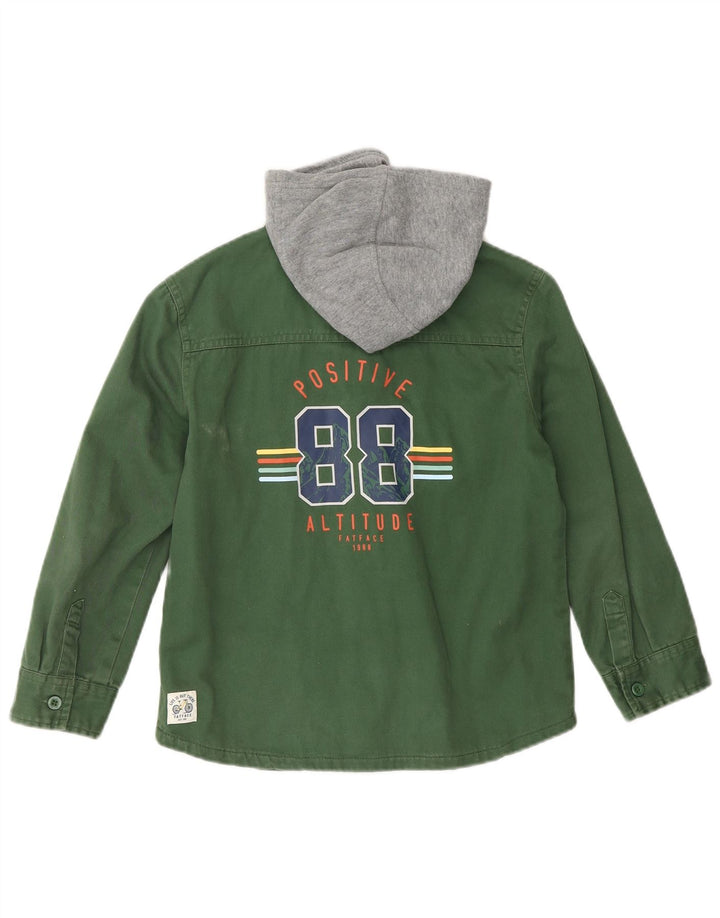 FAT FACE Drenge Lumberjack-denimskjorte med hætte 7-8 år Grøn Colourblock