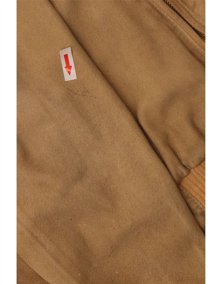 Vintage herre ruskind bomberjakke IT 52 XL brun bomuld