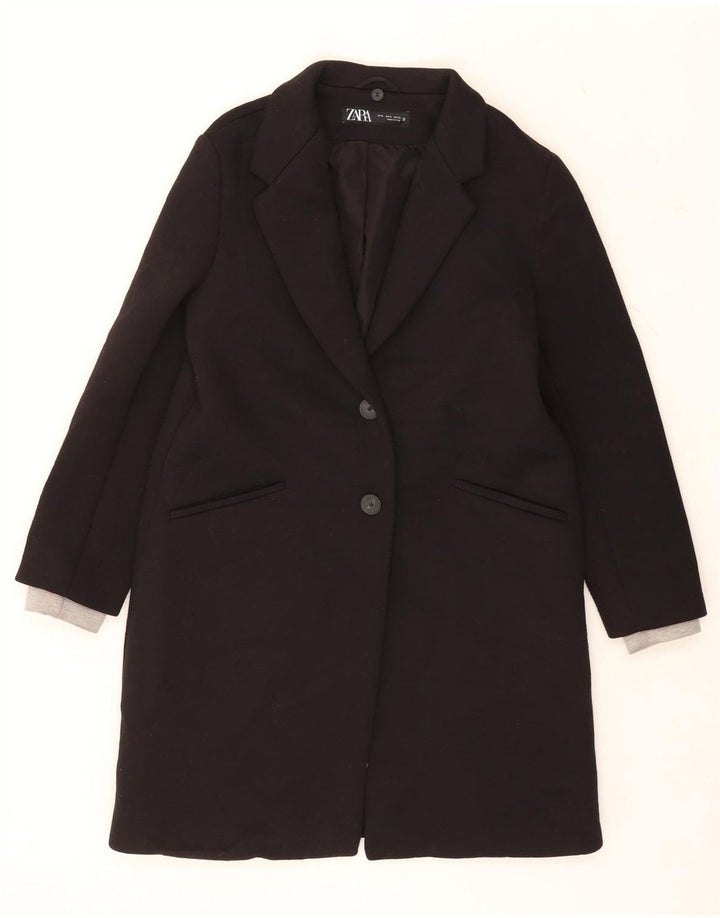 Zara Dame Overfrakke UK 14 Medium Sort Polyester