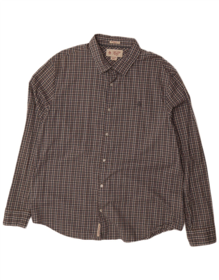 PENGUIN Heritage Slim Fit skjorte 2XL grå ternet bomuld