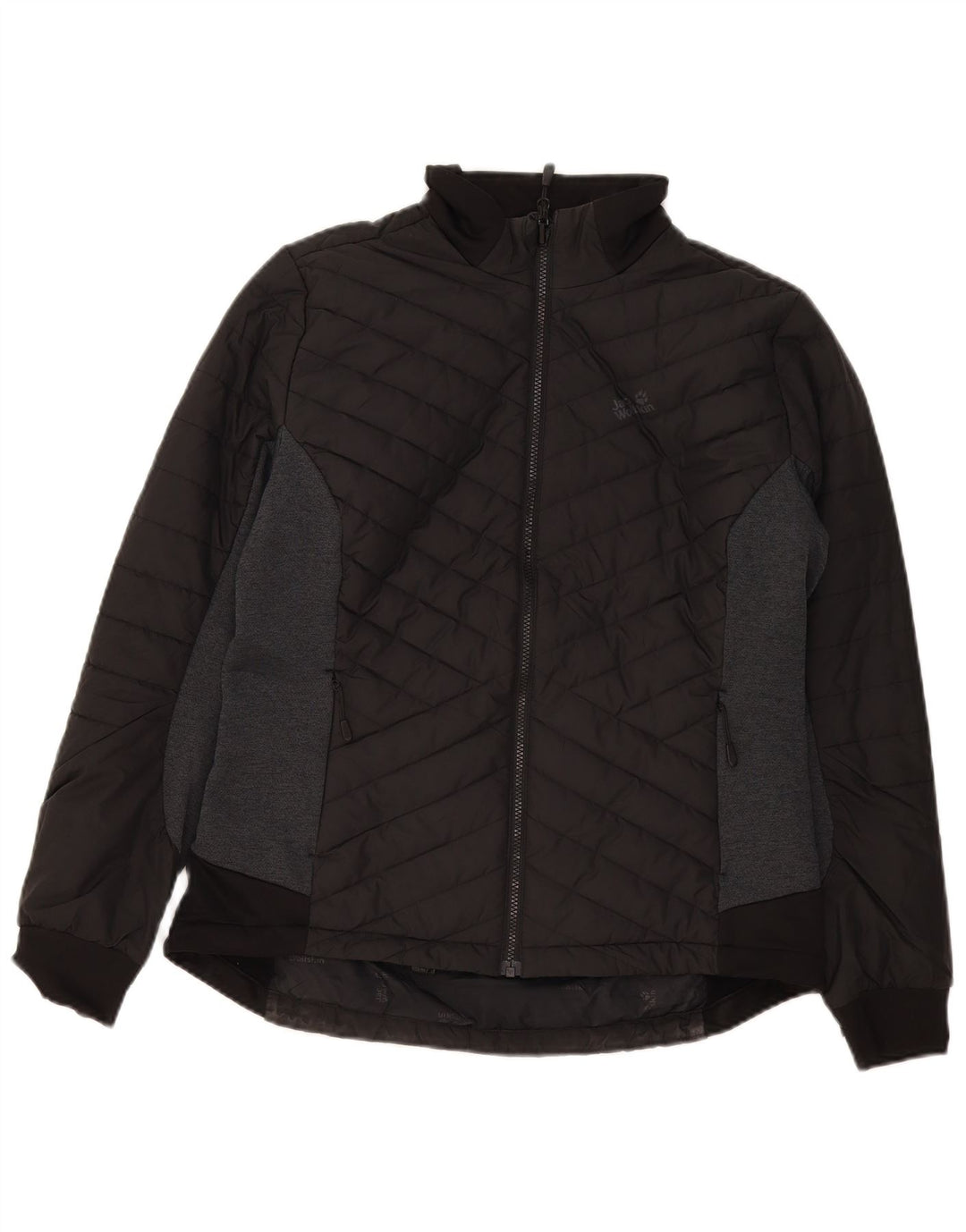 Jack Wolfskin Dame polstret jakke UK 16 Large Black Colourblock Polyester