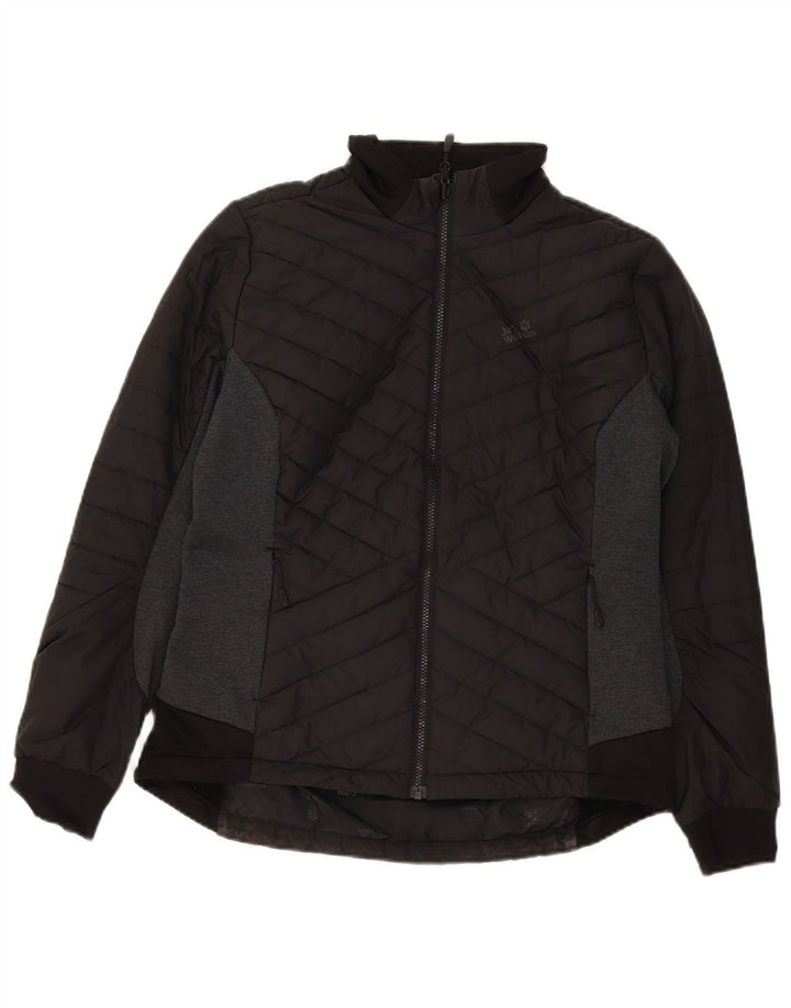 Jack Wolfskin Dame polstret jakke UK 16 Large Black Colourblock Polyester