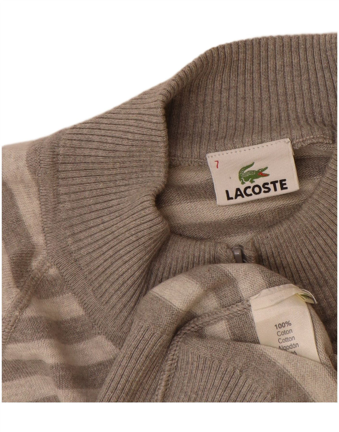 Lacoste Herre cardigantrøje str. 7 2XL Gråstribet bomuld