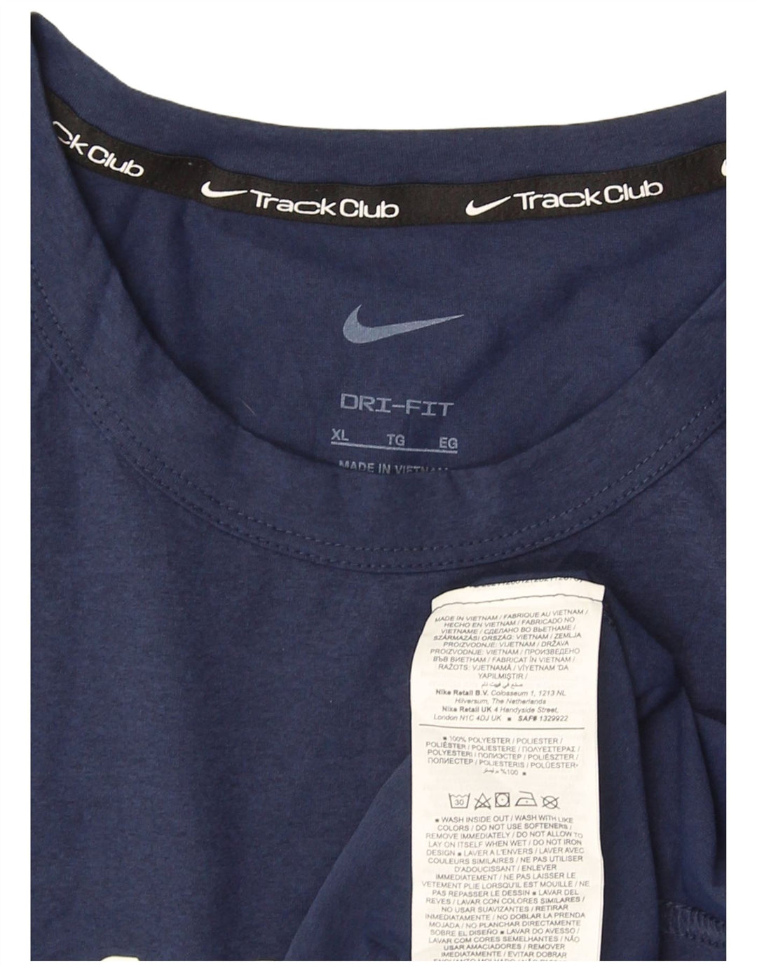 Nike herre Dri Fit grafisk T-shirt top XL marineblå polyester