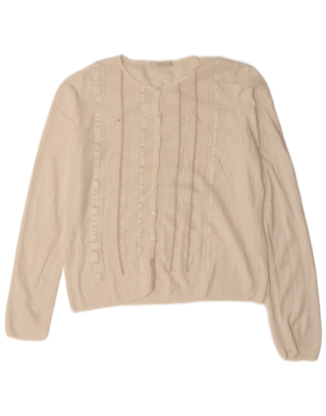 Marks & Spencer Dame Cardigan Sweater UK 16 Stor Beige Akryl