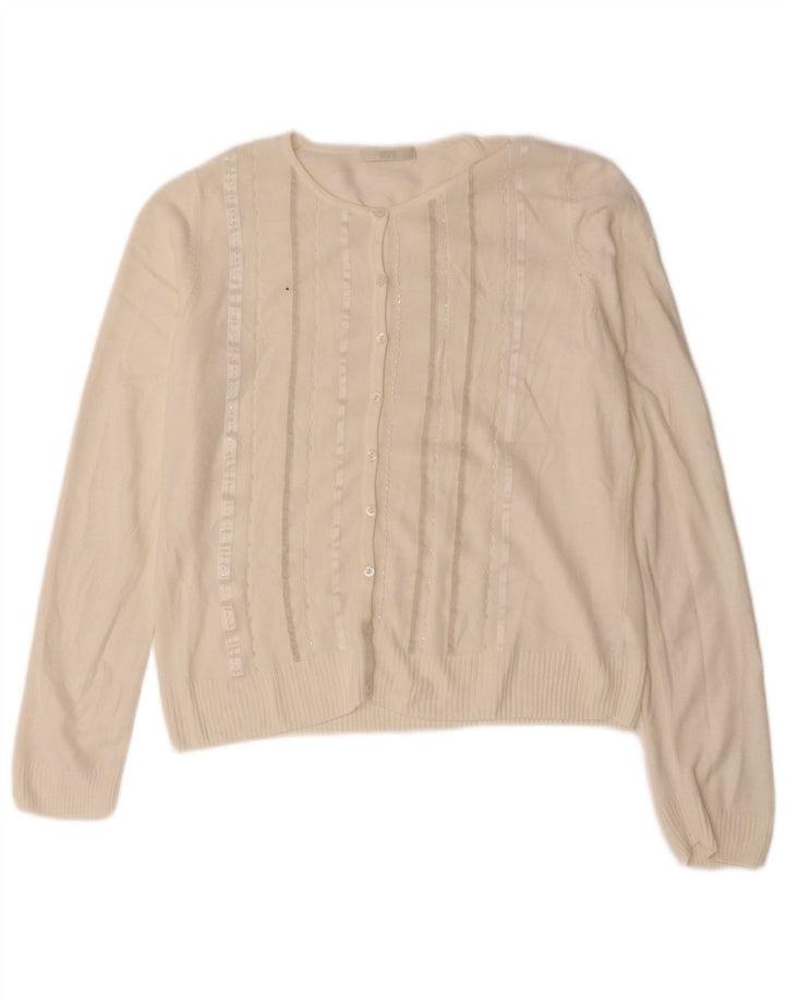 Marks & Spencer Dame Cardigan Sweater UK 16 Stor Beige Akryl