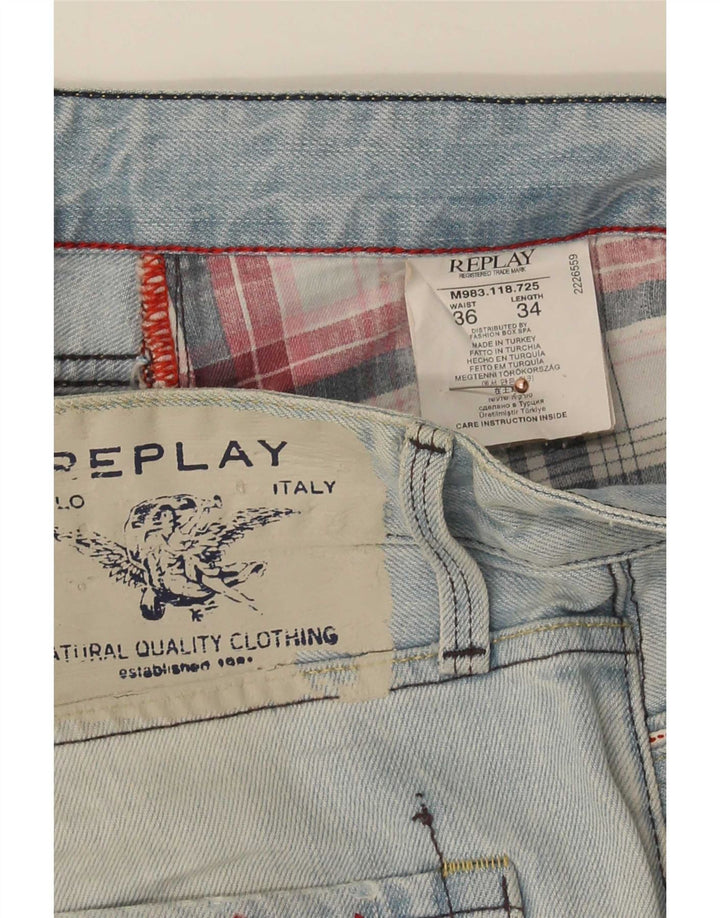 Replay Herre Straight Jeans W36 L34 Blå Bomuld