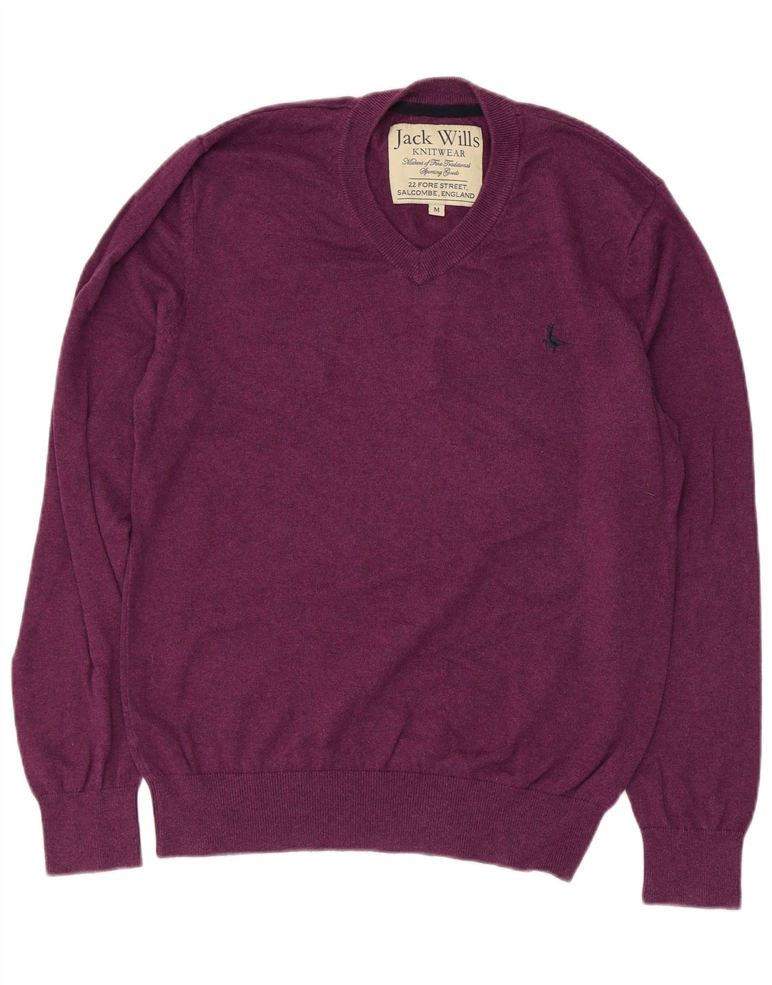JACK WILLS Herre V-hals sweater Medium Lilla Bomuld
