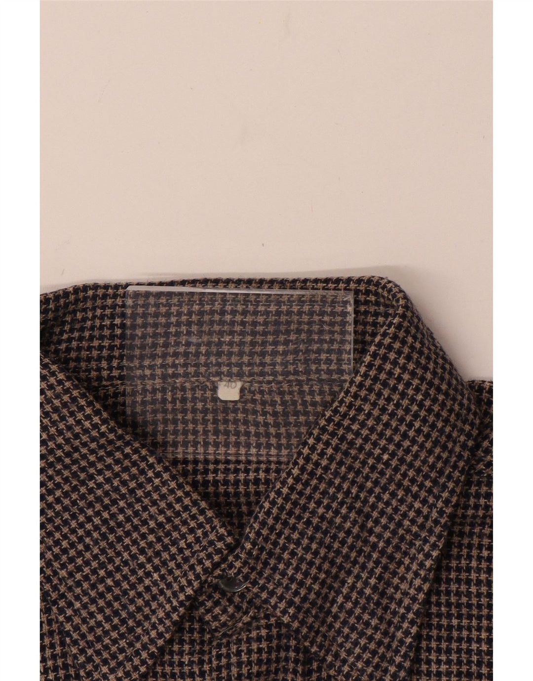 VINTAGE Flanelskjorte til mænd Størrelse 40 Medium Grå Houndstooth