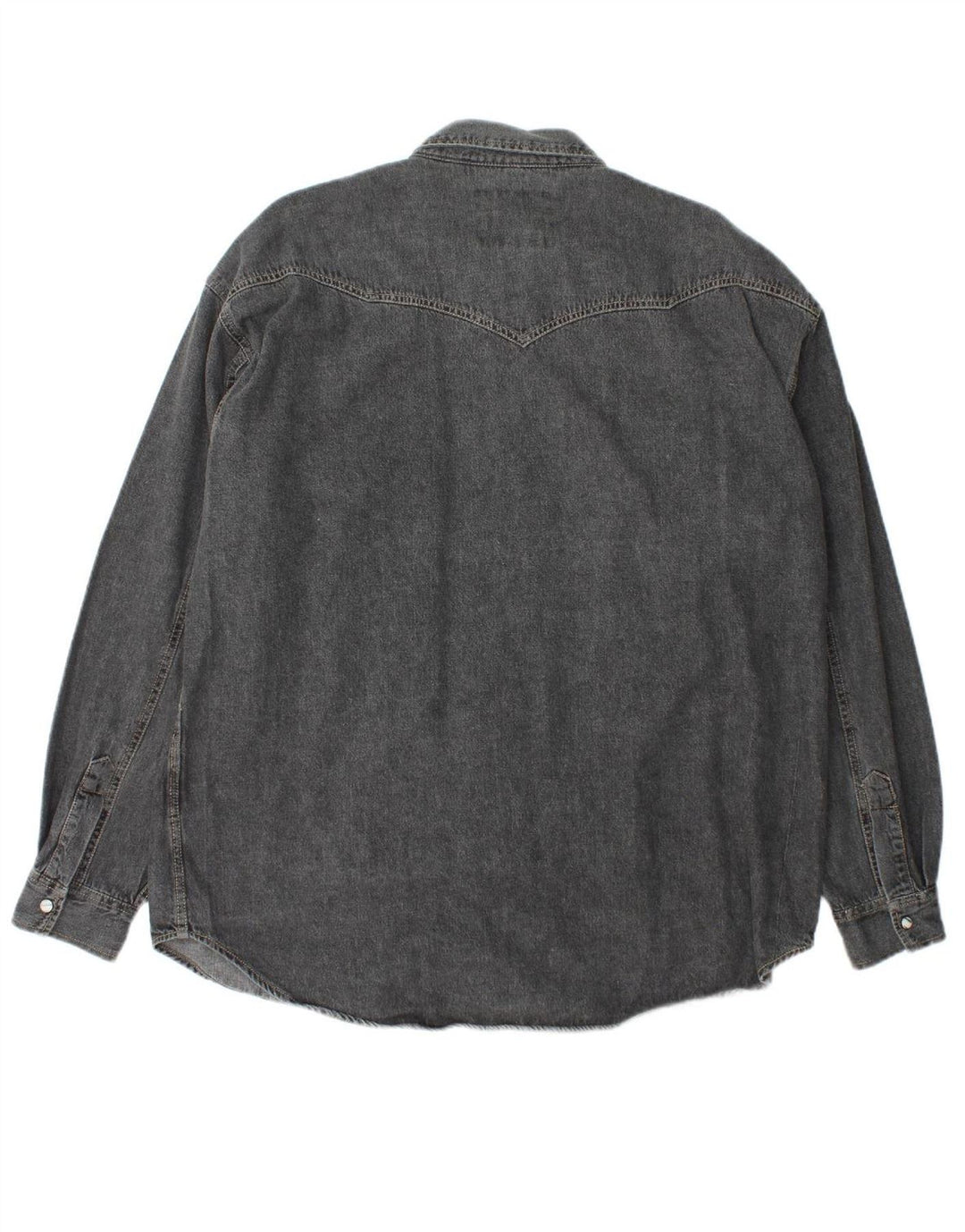 VINTAGE Mens Denim Shirt XL Grey Cotton