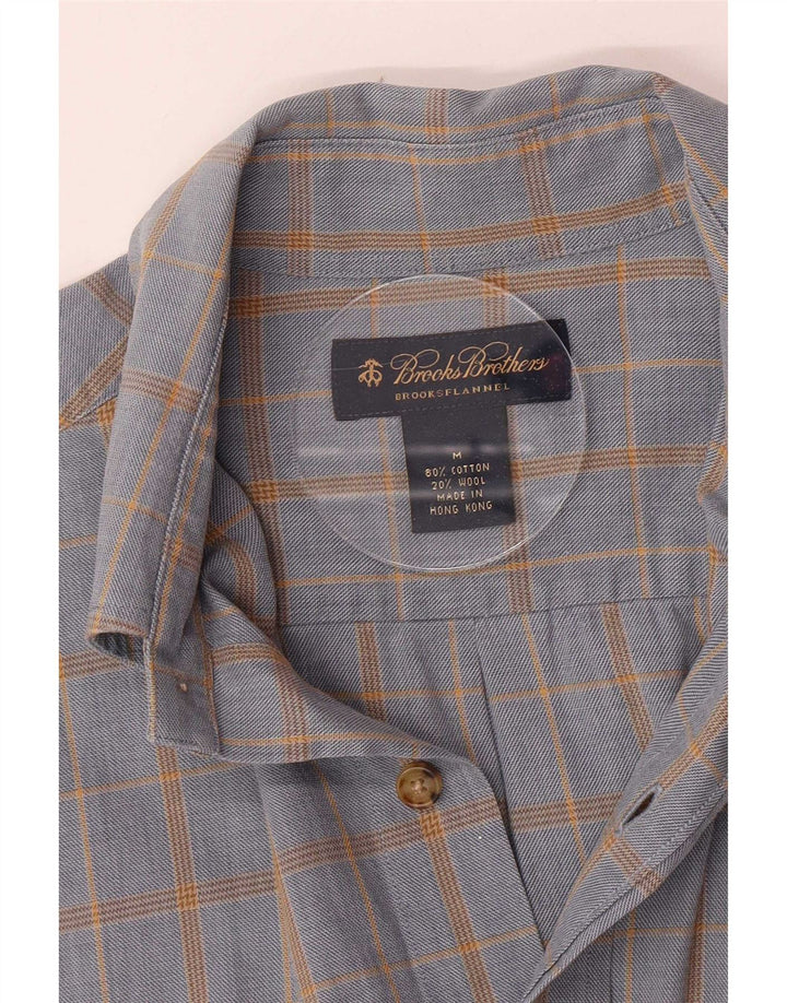 Brooks Brothers Flannelskjorte til mænd Medium Blue Plaid Bomuld