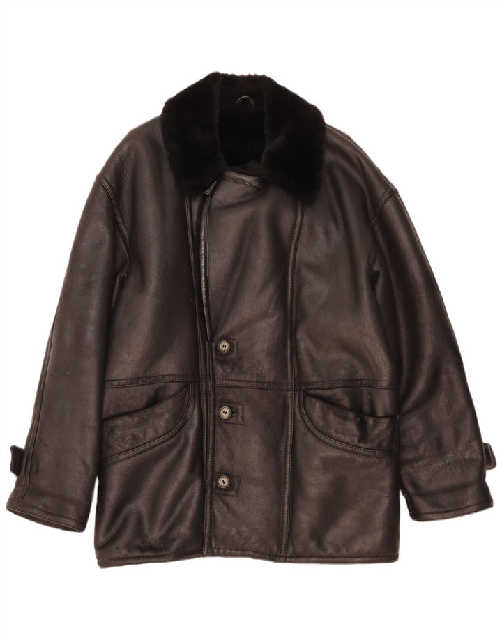 Vintage Herre Shearling Jacket IT 48 Medium Black Shearling