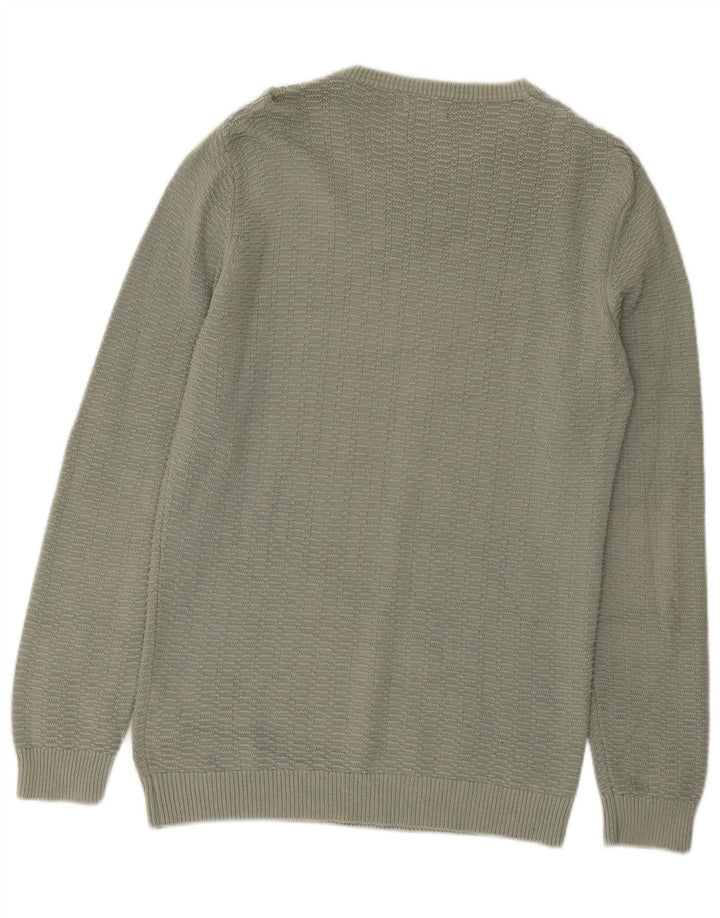 Zara Herre Boat Neck Jumper Sweater Stor Grøn Bomuld