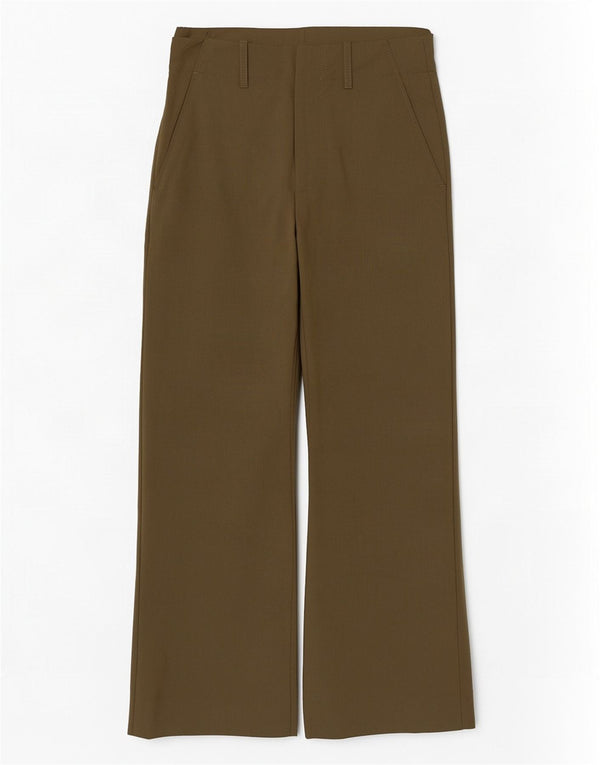 Zara Kvinder Højtaljede Chinobukser med brede ben XS W24 L28 Khaki Polyester