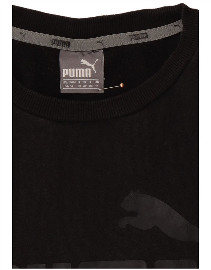 PUMA Dame Loose Fit Grafisk Sweatshirt Jumper UK 12 Medium Sort