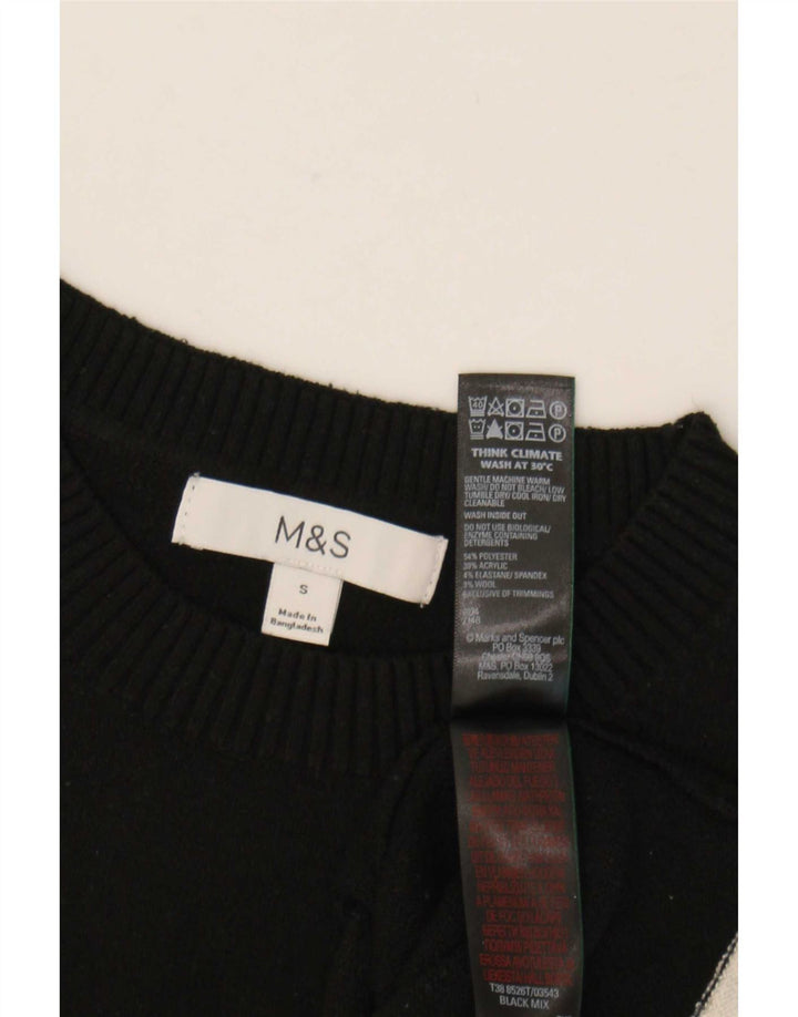 Marks & Spencer Dame Crop Vest Tank Top UK 10 Small Black Polyester