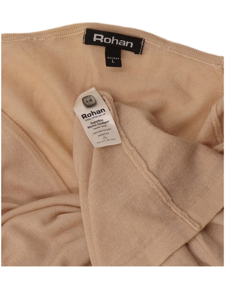 Rohan Dame Cardigan Sweater UK 16 Stor Beige Uld