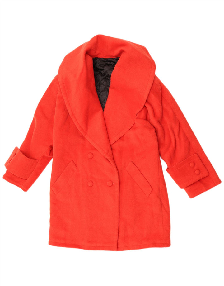 Vintage Dame Oversized Dobbeltradet Frakke UK 16 Large Red