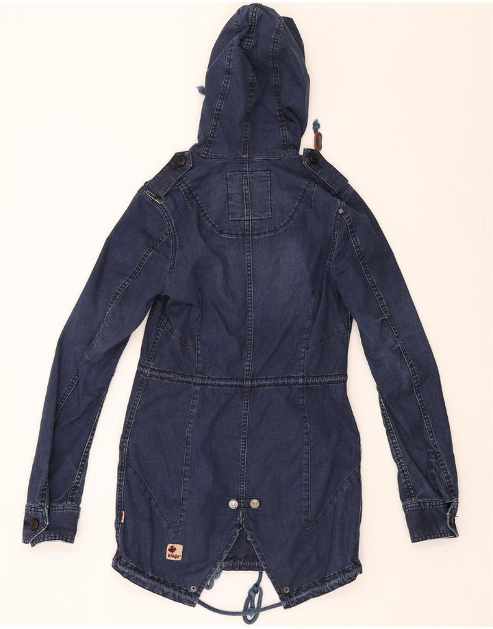 KHUJO Womens Hooded Denim Parka Jacket UK 10 Small Navy Blue Vintage KHUJO and Second-Hand KHUJO from Messina Hembry 