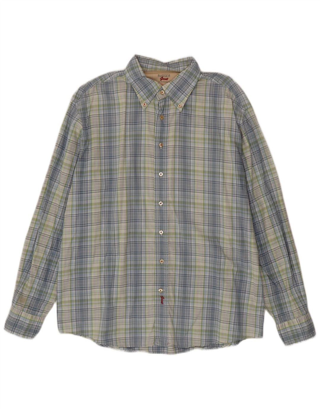 Gant Herre Rugger Slim Fit skjorte 2XL blå ternet bomuld