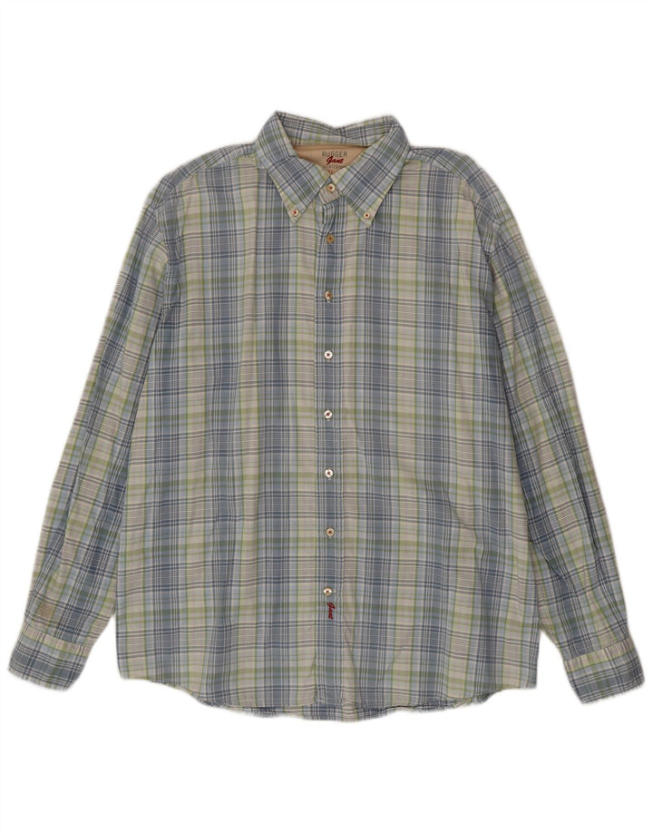Gant Herre Rugger Slim Fit skjorte 2XL blå ternet bomuld