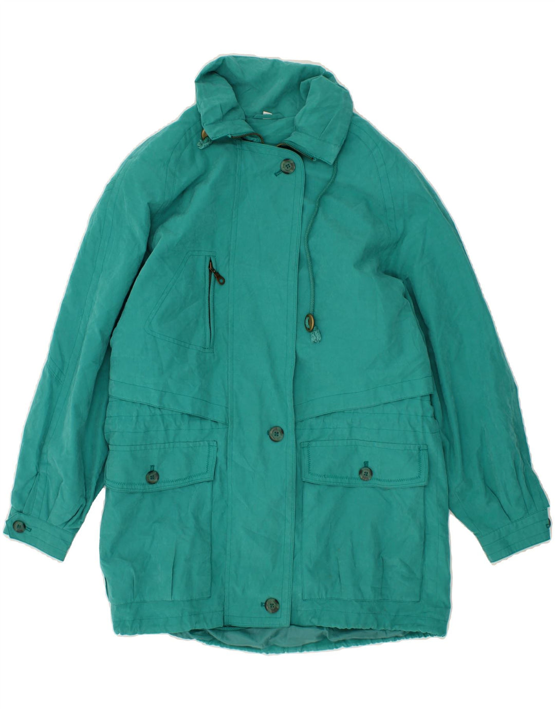 VINTAGE Womens Overcoat EU 36 Small Turquoise Cotton Vintage Vintage and Second-Hand Vintage from Messina Hembry 