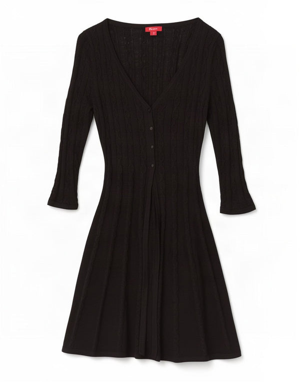Monsoon Dame 3/4-ærmet Jumper Dress UK 8 Small Black Acryl