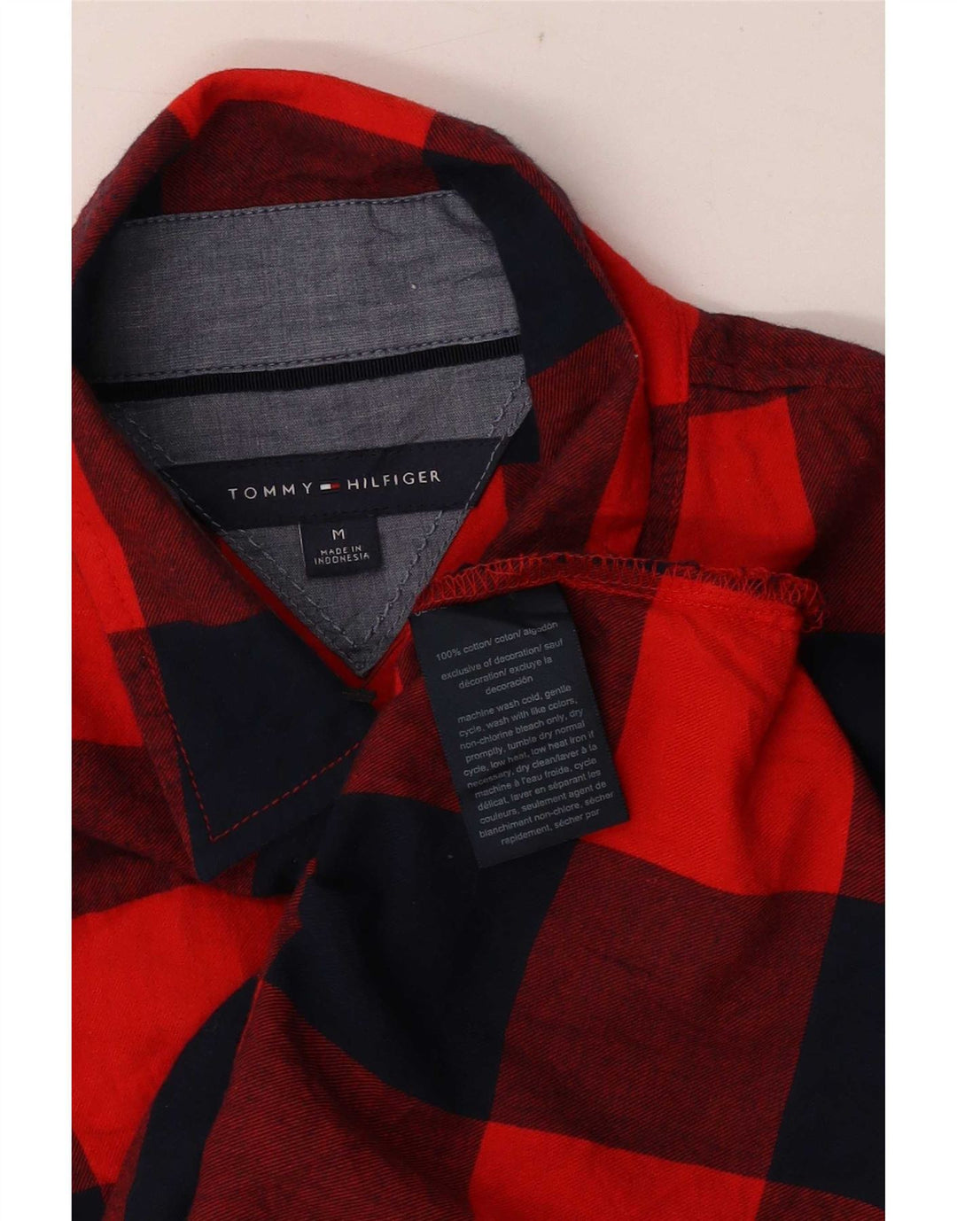 Tommy Hilfiger Dame Pullover Flanellskjorte UK 14 Medium Rød Gingham