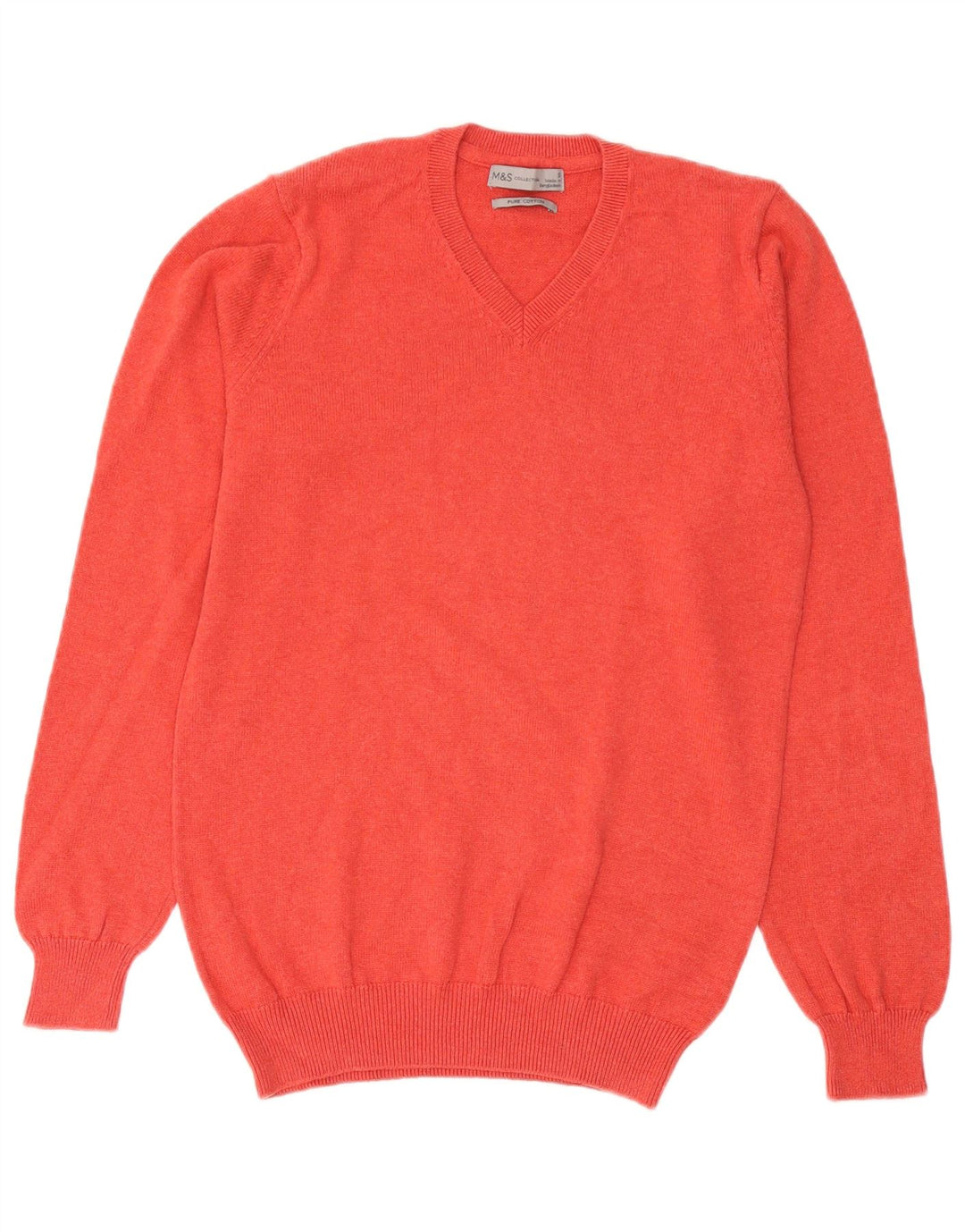 Marks & Spencer Herre V-hals sweater lille orange bomuld