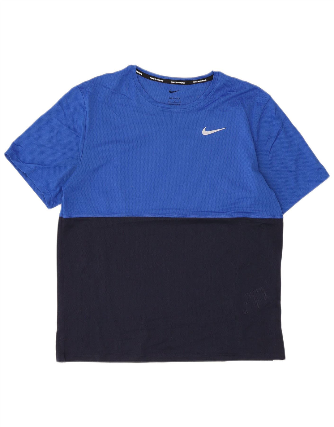Nike Herre Dri Fit T-shirt Top Medium Blue Colourblock Polyester
