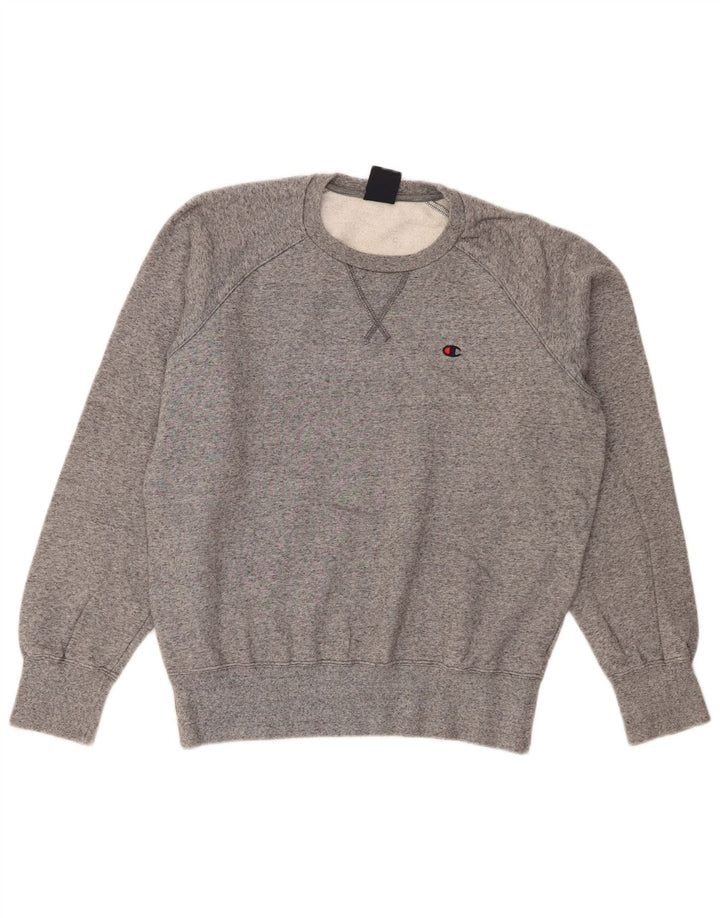 Champion Dame Sweatshirt Jumper UK 14 Medium Grey Flecked Bomuld