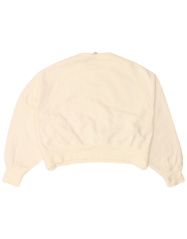 NIKE Womens Crop Oversized Sweatshirt Jumper UK 14 Medium White Bomuld
