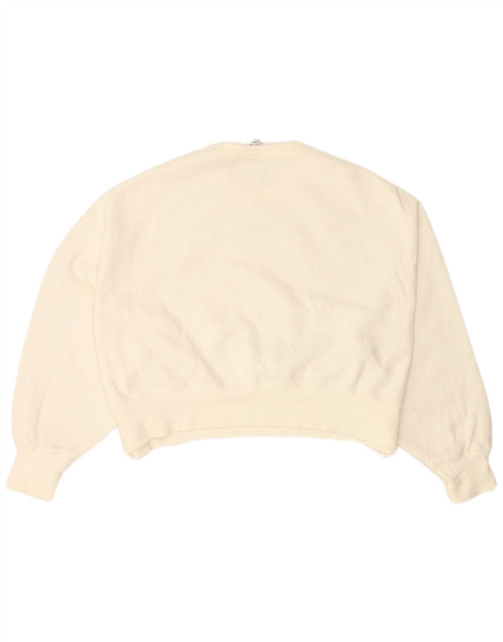 NIKE Womens Crop Oversized Sweatshirt Jumper UK 14 Medium White Bomuld