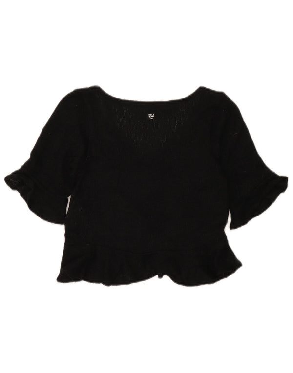 Billabong Womens Crop 3/4-ærmet blusetop UK 6 XS Sort Polyester