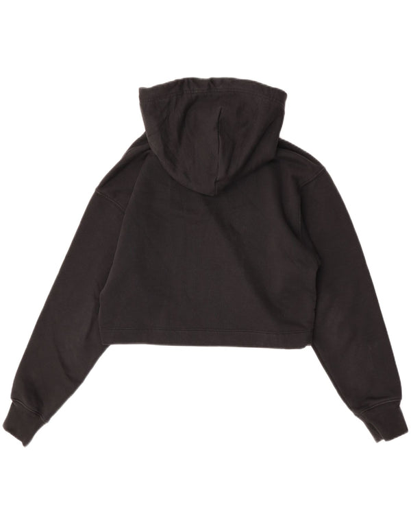Adidas Womens Crop Oversized Hoodie Jumper UK 6 XS Sort