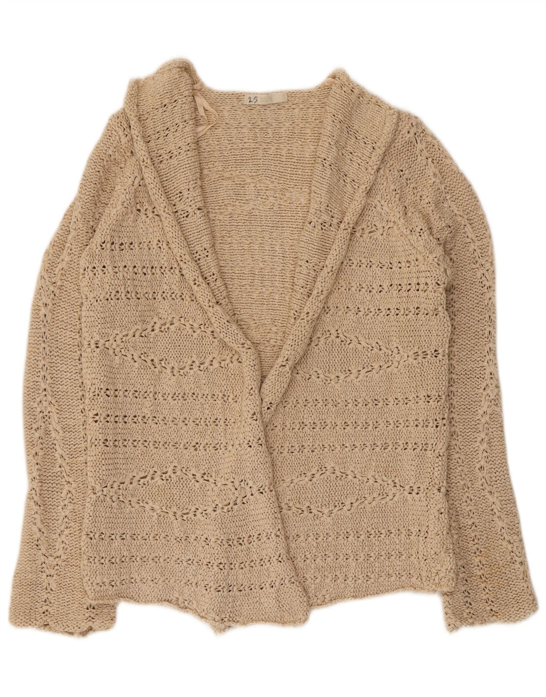 Marks & Spencer Womens Open Cardigan Sweater UK 12 Medium Beige Akryl