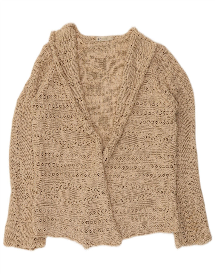 Marks & Spencer Womens Open Cardigan Sweater UK 12 Medium Beige Akryl