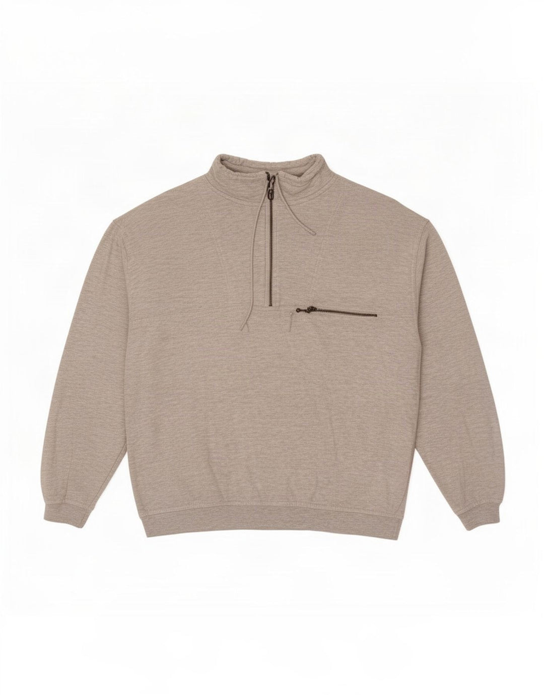 Vintage sweatshirt med lynlås til mænd, stor grå bomuld