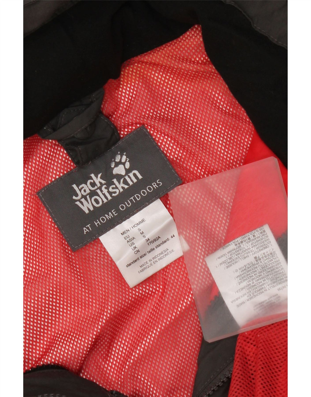 Jack Wolfskin Regnjakke med hætte til mænd UK 34 Lille grå polyamid