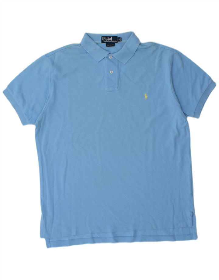 POLO RALPH LAUREN Herre Custom Fit Polo Shirt Stor Blå Bomuld