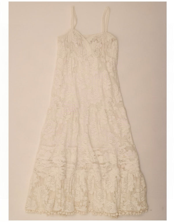Antica Sartoria Dame Ærmeløs Lace Maxi Dress UK 12 Medium White Floral