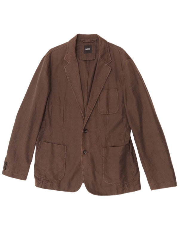 Hugo Boss Herre 2-knaps blazerjakke EU 52 XL Brun hør