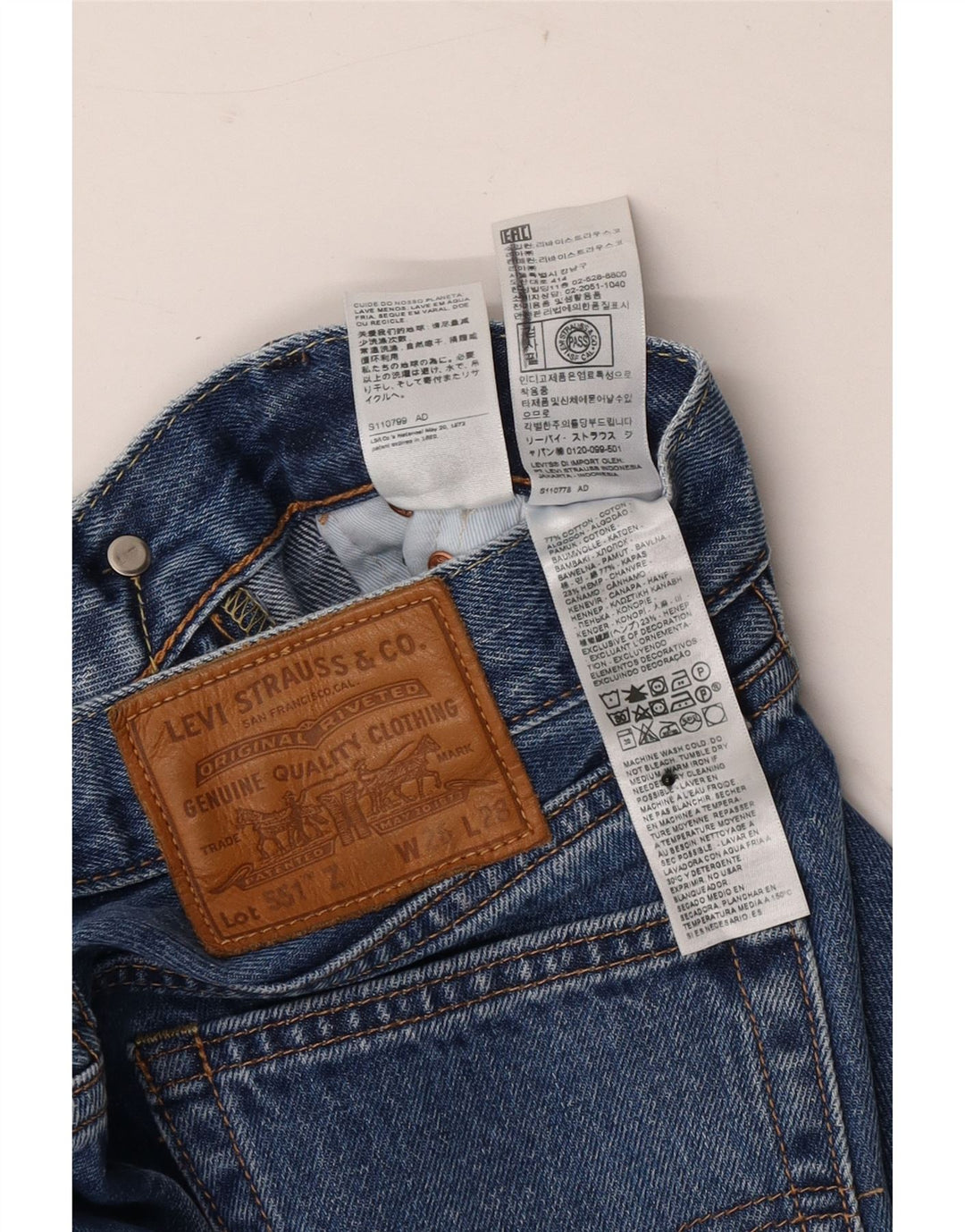 Levi's Herre 551 lige jeans W26 L28 blå bomuld