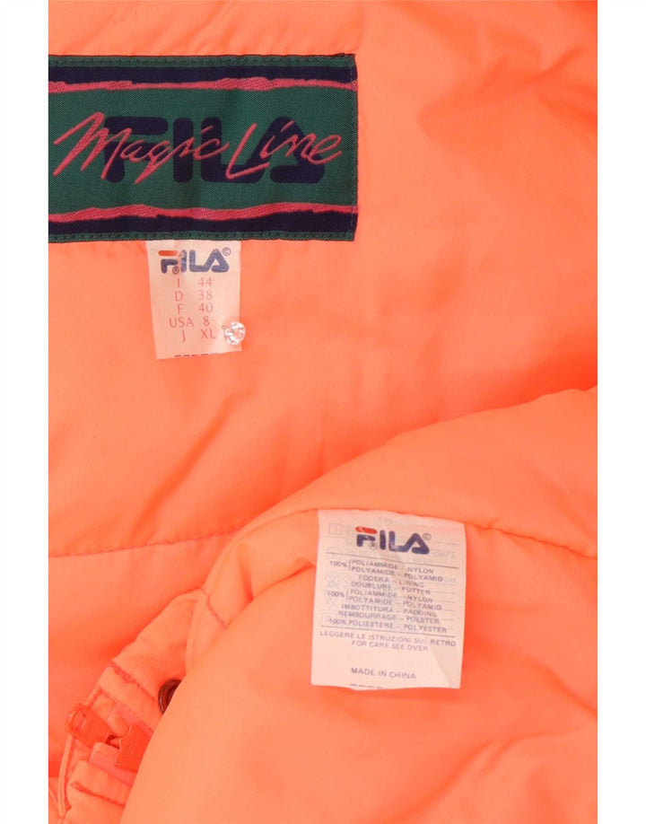 Fila Dame Hætte Oversized Polstret Frakke IT 44 Medium Orange Polyamid