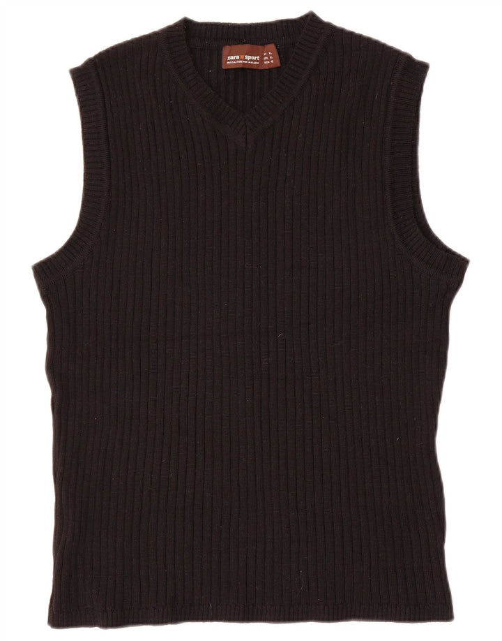 Zara Dame Vest Tank Top UK 18 XL Sort Uld