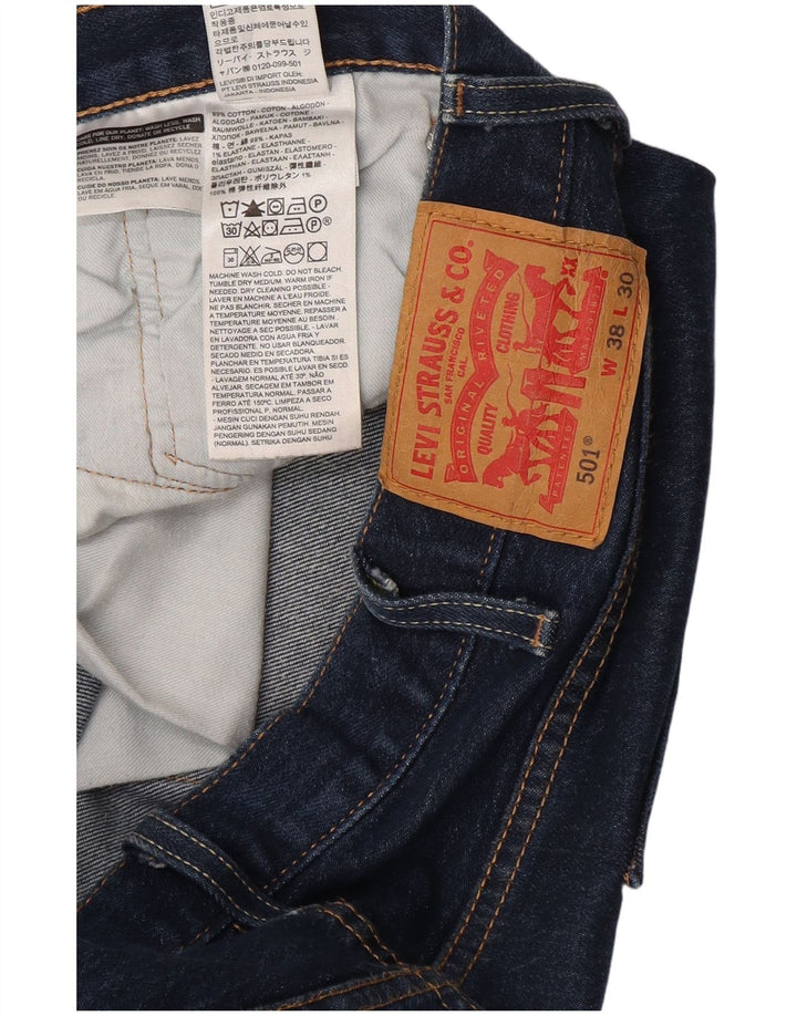 Levi's Herre 501 Straight Jeans W38 L30 Marineblå Bomuld