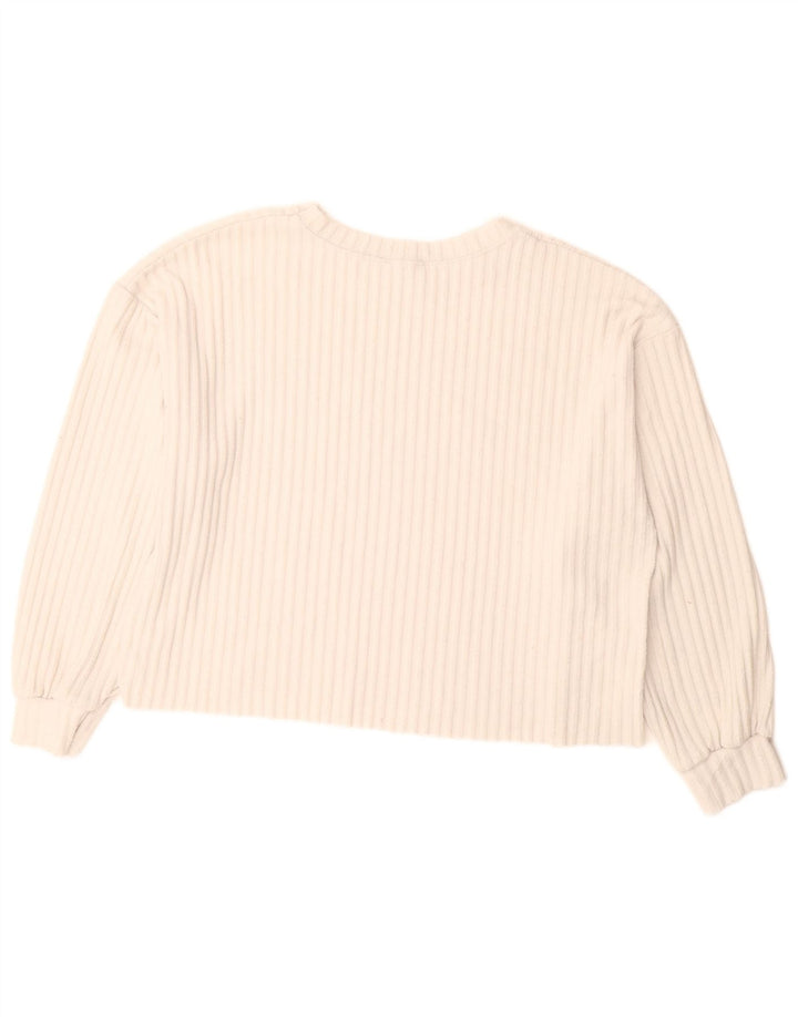 Zara Dame Oversized Crew Neck Jumper Sweater UK 14 Medium White