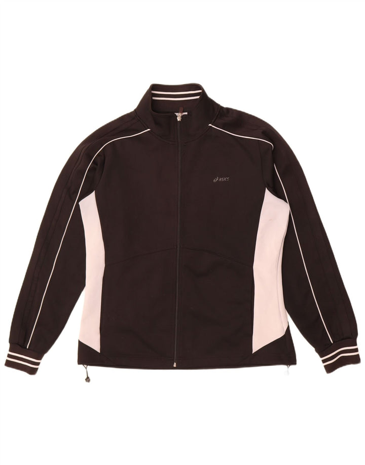 Asics træningsdragt topjakke til kvinder UK 18 XL Sort Colourblock Polyester
